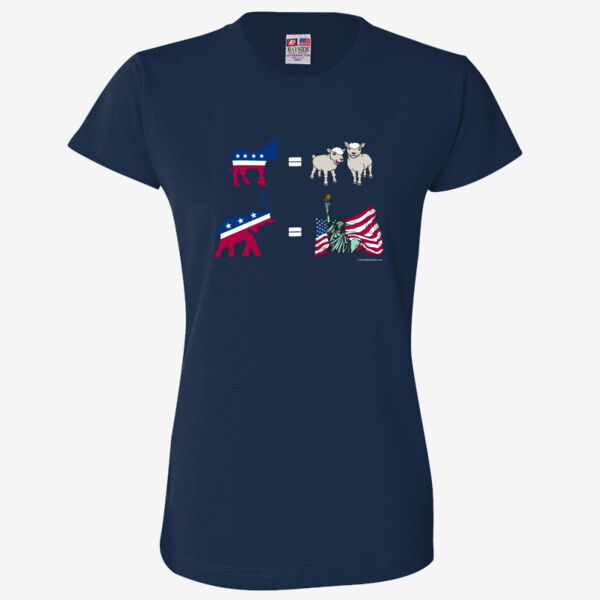 Elephant Equals Liberty - Ladies' 6.1 oz., 100% Cotton T-Shirt Thumbnail